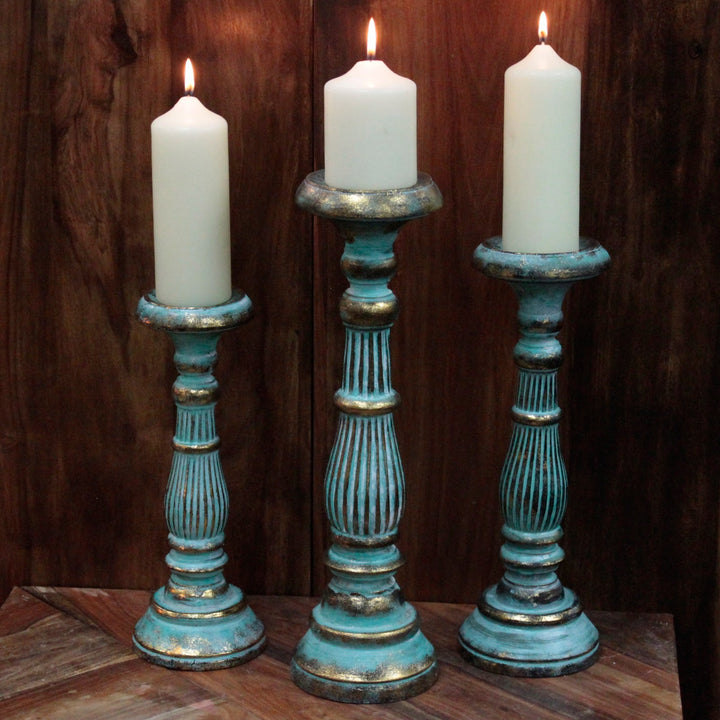 Candelabro vintage mediano - Turquois Gold