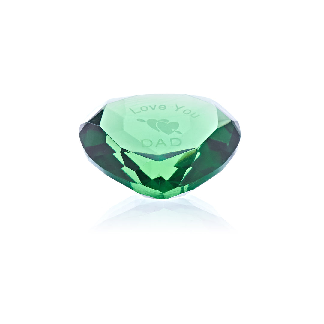 50mm diamante verde CORAZÓN + I LOVE YOU DAD OKONEKO
